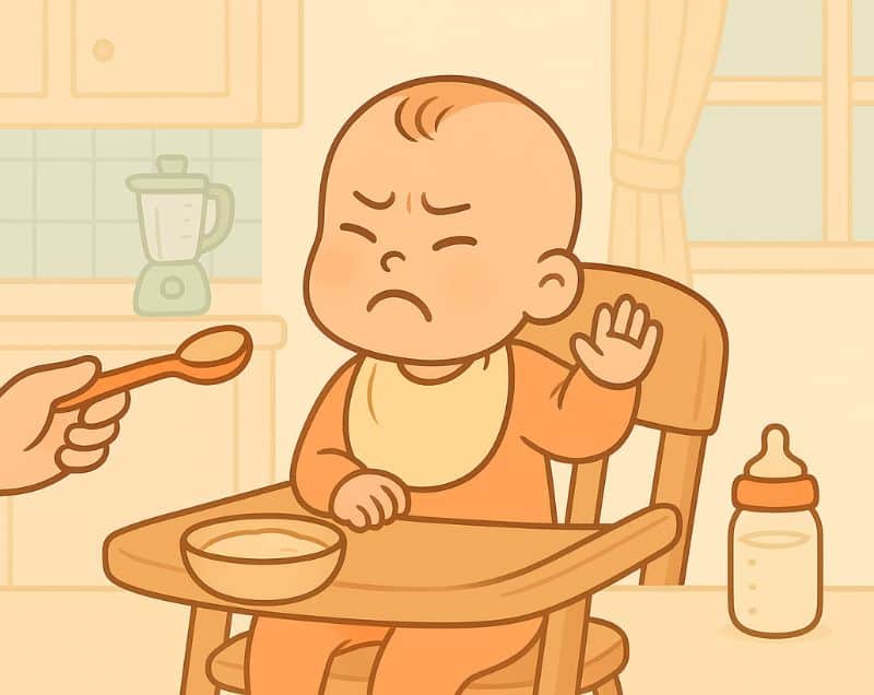 bébé 8 mois refuse la cuillère