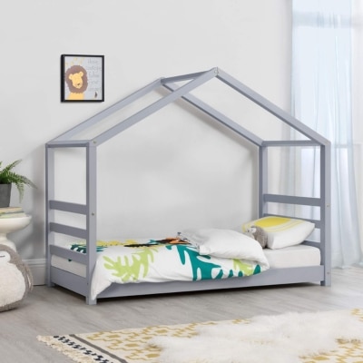 [en.casa] Lit cabane Maison gris (contreplaqué)