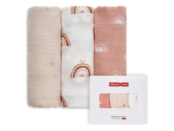 GLLQUEN - 3 serviettes mousseline 70×70 cm pour nouveau-né