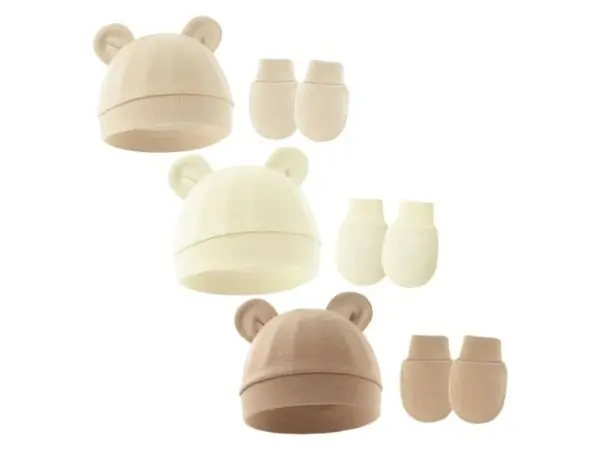 IKOPFLN — 3 bonnets + moufles 0–6 mois